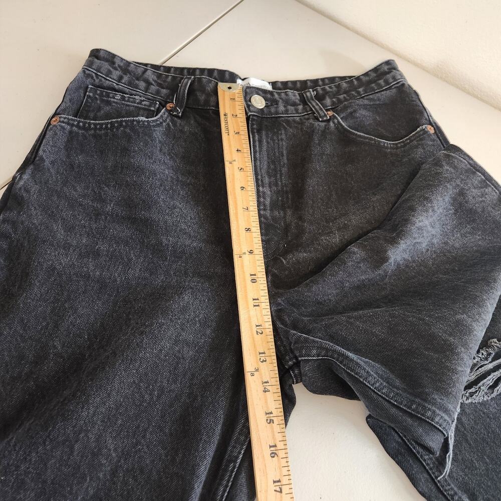 Zara Black Denim Wide Leg Open Knee Cropped Jeans Women's 12 Streetwear Academia - Picture 10 of 12